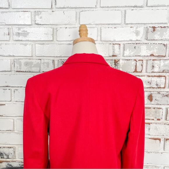 Vintage 90s Fundamental Things Petites Red Wool Double Breasted Blazer Jacket 6 - Picture 5 of 11